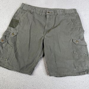 CARHARTT Cargo Shorts Mens 44 Moss Green Ripstop Relaxed Carpenter Canvas B357